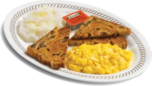 CHEESE N’ EGGS WITH RAISIN TOAST