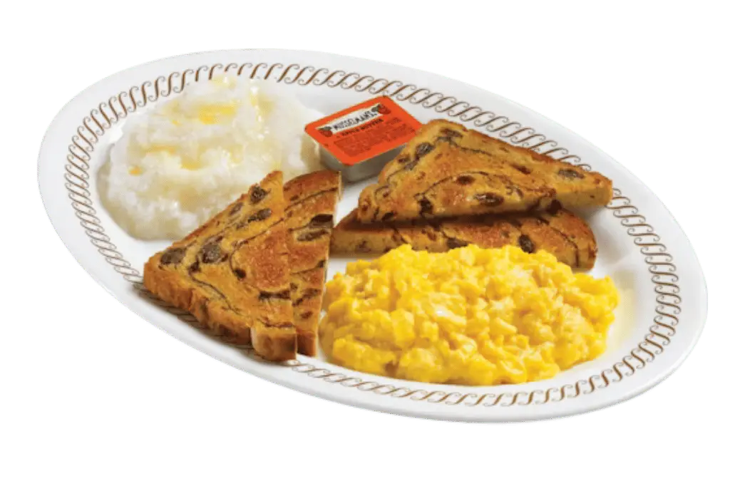 CHEESE N' EGGS WITH RAISIN TOAST